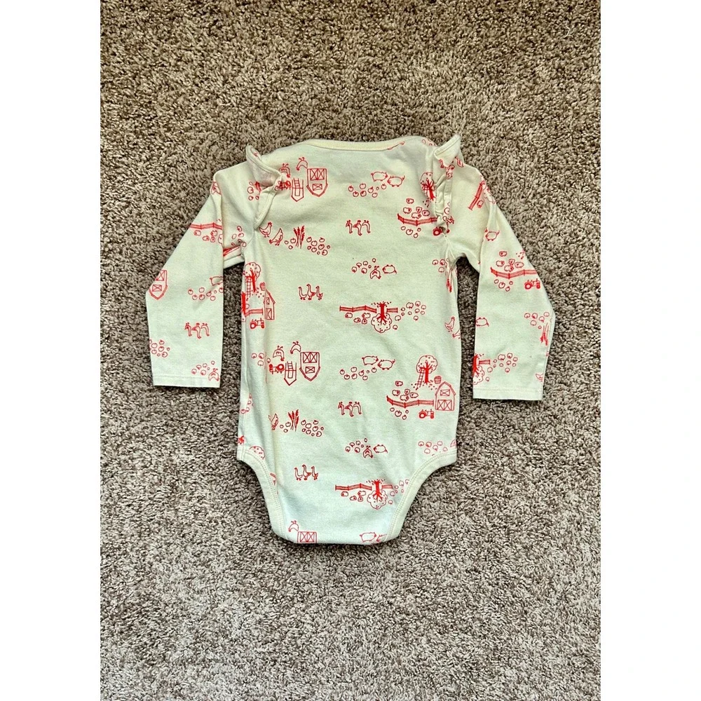 Cat & Jack‎ Baby Girl Farm Bodysuit and Apple Suspender Skirt Set 18M Navy Cream